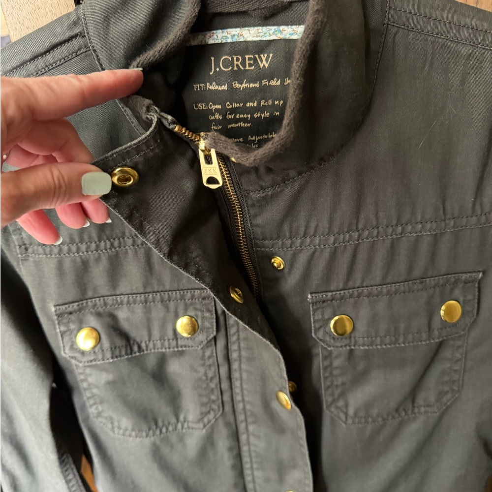 J. Crew Olive Utility Jacket with Gold-Tone Buttons - Picture 3 of 5